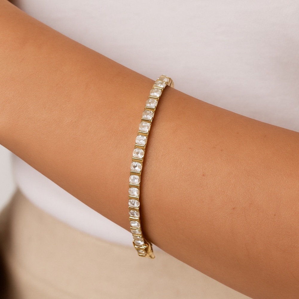 Elegant Gold and Silver Tennis Bracelet 925